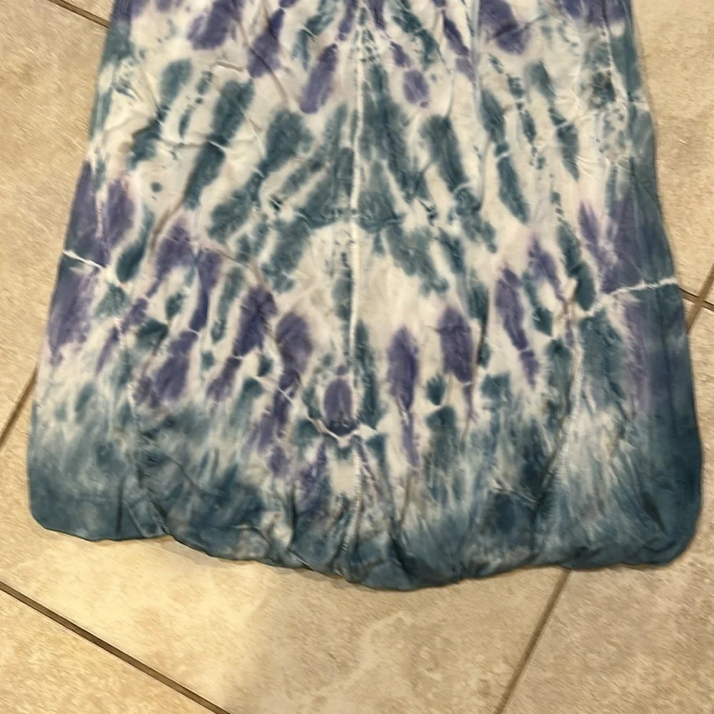 XCVI Damiko Purple Blue Tie Dye Bubble Midi Satin Skirt M